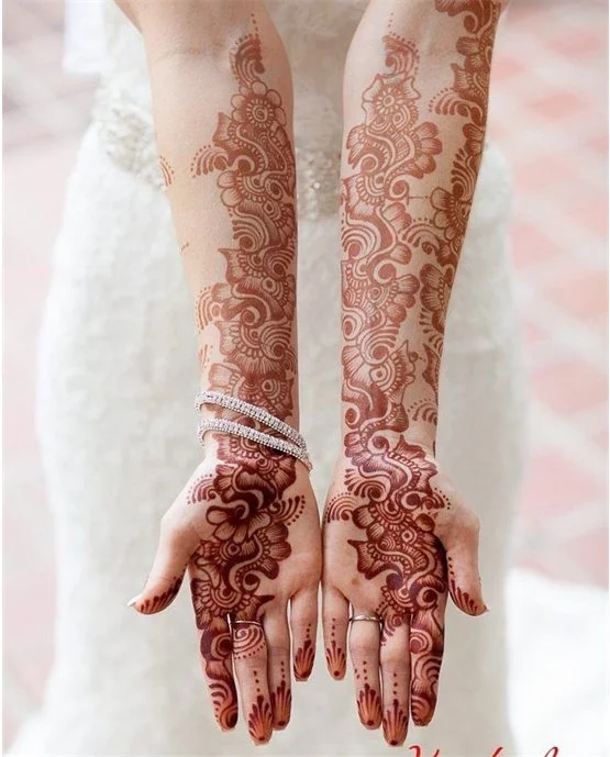 Star Inspired Minimal Front Full Hand Mehndi Design
